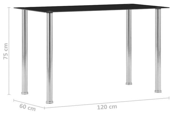 Jídelní stůl černý 120 x 60 x 75 cm tvrzené sklo 281852