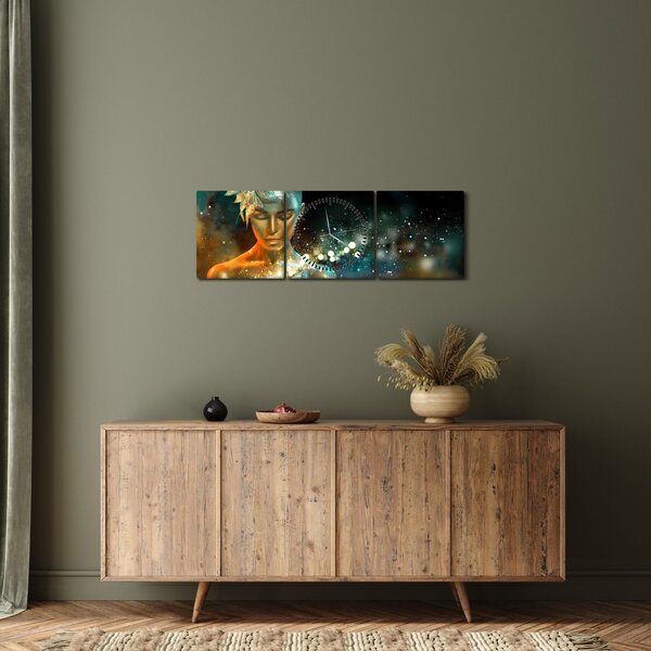 Obraz zlaté víly (s hodinami) (90x30 cm)