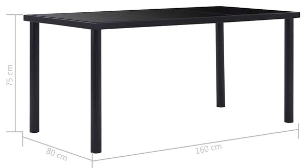 Jídelní stůl černý 160 x 80 x 75 cm tvrzené sklo 281854