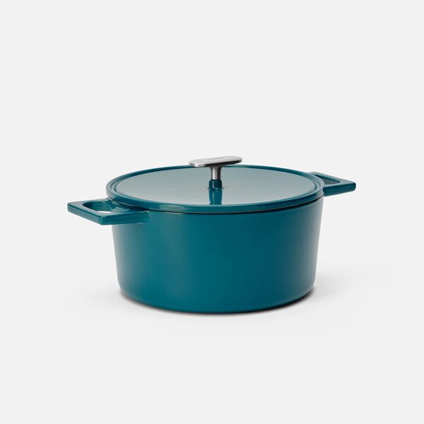 Fabini Kastrol Mattia 3.0, ø 26 cm (5,5 l) - Smaltovaný litinový kastrol s poklicí, lesklý modrozelený