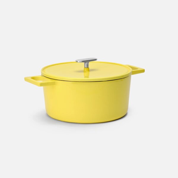 Fabini Kastrol Mattia 3.0, ø 26 cm (5,5 l) - Smaltovaný litinový kastrol s poklicí, lesklý máslově žlutý