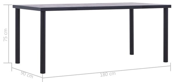 Jídelní stůl černý a betonově šedý 180 x 90 x 75 cm MDF 281860