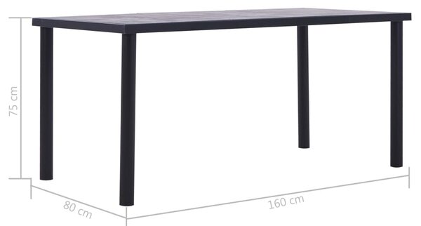 Jídelní stůl černý a betonově šedý 160 x 80 x 75 cm MDF 281859
