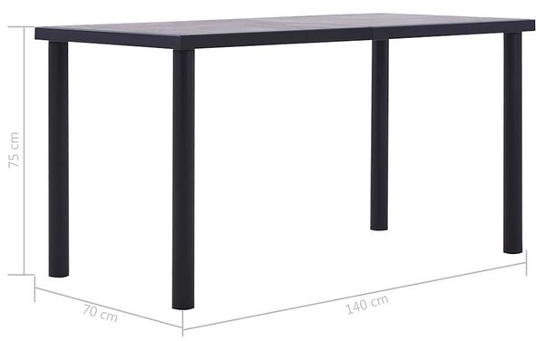 Jídelní stůl černý a betonově šedý 140 x 70 x 75 cm MDF 281858
