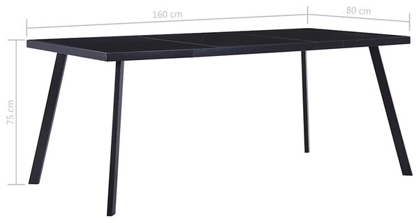 Jídelní stůl černý 160 x 80 x 75 cm tvrzené sklo 281874