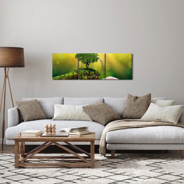 Obraz - Matka země (s hodinami) (90x30 cm)