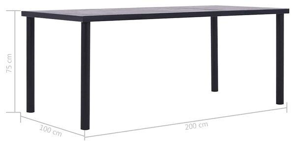Jídelní stůl černý a betonově šedý 200 x 100 x 75 cm MDF 281861