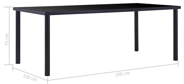 Jídelní stůl černý 200 x 100 x 75 cm tvrzené sklo 281856