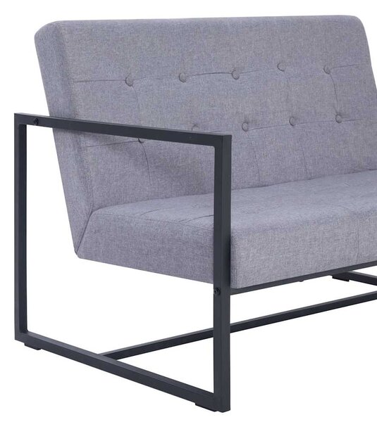 2místná pohovka s područkami světle šedá ocel a textil 282270