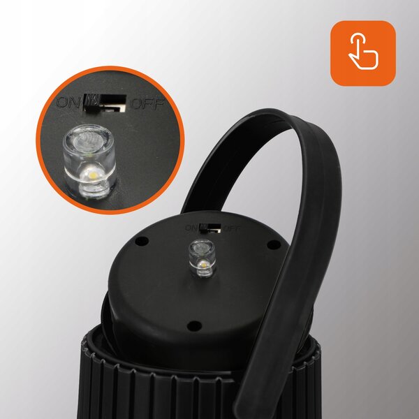 Černý solární LED lampion 3000 K, 33 × 20 cm, IP44, teplá bílá
