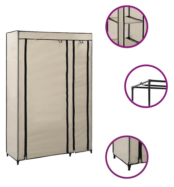 Skládací šatní skříň krémová 110 x 45 x 175 cm textil 282422
