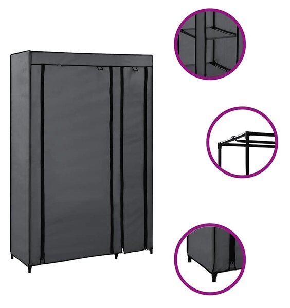 Skládací šatní skříň šedá 110 x 45 x 175 cm textil 282423