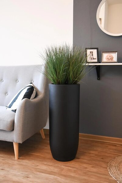 Květináč SOLERIO, výška 80 cm, sklolaminát, černá