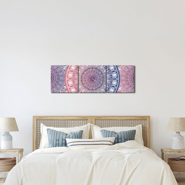 Obraz z mandal (s hodinami) (90x30 cm)