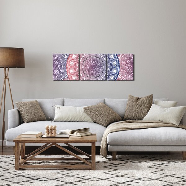 Obraz z mandal (s hodinami) (90x30 cm)