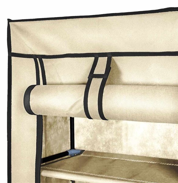 Botník s potahem krémový 57 x 29 x 162 cm textil 282431