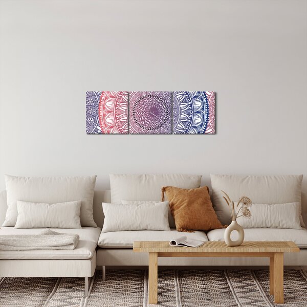 Obraz z mandal (s hodinami) (90x30 cm)