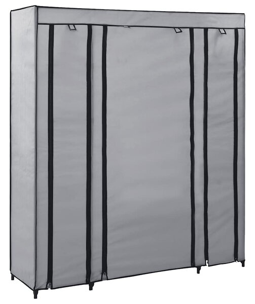 Šatní skříň s přihrádkami a tyčemi šedá 150x45x176 cm textil 282436