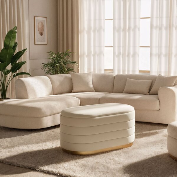 Ak furniture Taburet Bella krémový