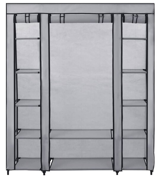 Šatní skříň s přihrádkami a tyčemi šedá 150x45x176 cm textil 282436