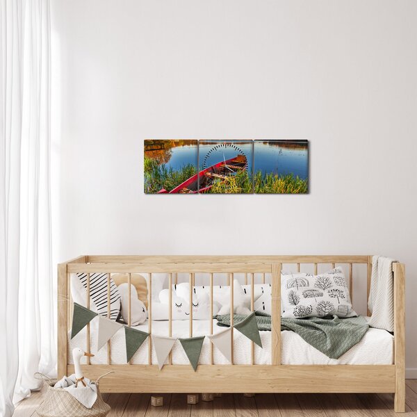 Obraz červené pramice (s hodinami) (90x30 cm)