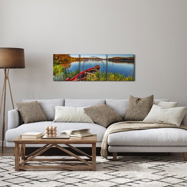 Obraz červené pramice (s hodinami) (90x30 cm)