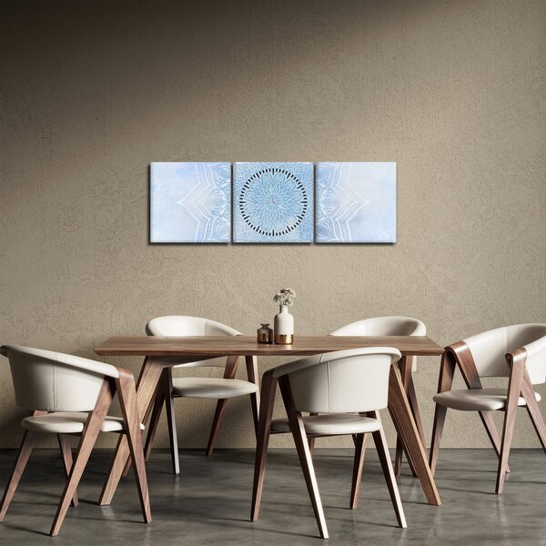 Obraz - Zimní mandala (s hodinami) (90x30 cm)