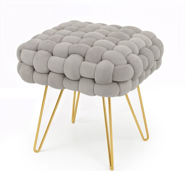 Ak furniture Taburet Dotty světle šedý