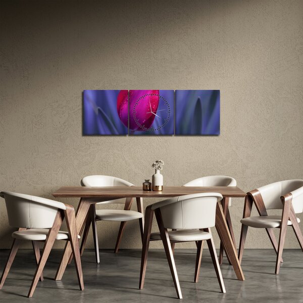 Obraz poupěte tulipánu (s hodinami) (90x30 cm)
