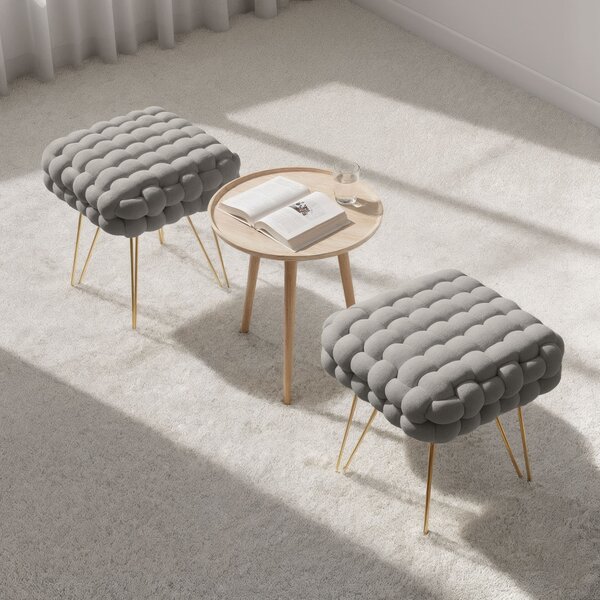 Ak furniture Taburet Dotty světle šedý
