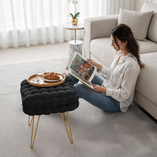 Ak furniture Taburet Dotty černý