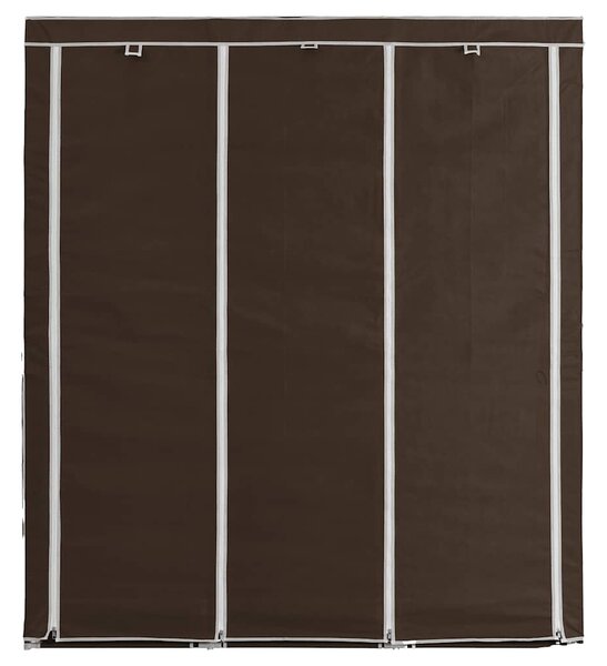 Šatní skříň s přihrádkami a tyčemi hnědá 150x45x175 cm textil 282454