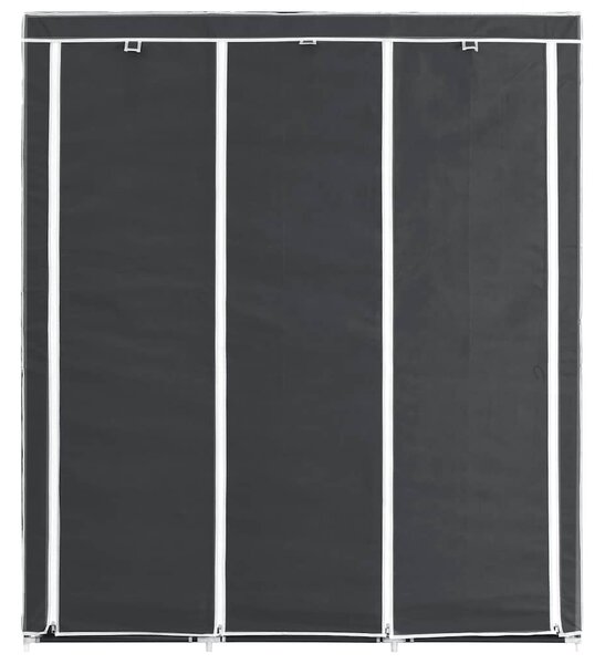 Šatní skříň s přihrádkami a tyčemi černá 150x45x175 cm textil 282453