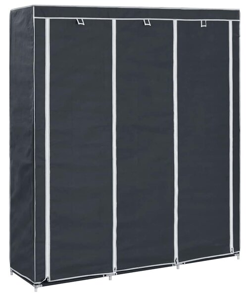 Šatní skříň s přihrádkami a tyčemi černá 150x45x175 cm textil 282453
