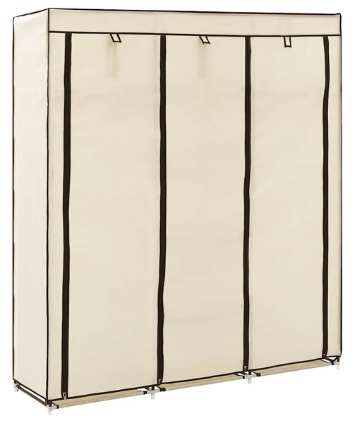 Šatní skříň s přihrádkami a tyčemi krémová 150x45x175 cm textil 282455