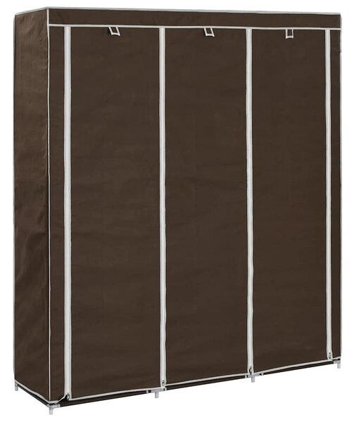 Šatní skříň s přihrádkami a tyčemi hnědá 150x45x175 cm textil 282454