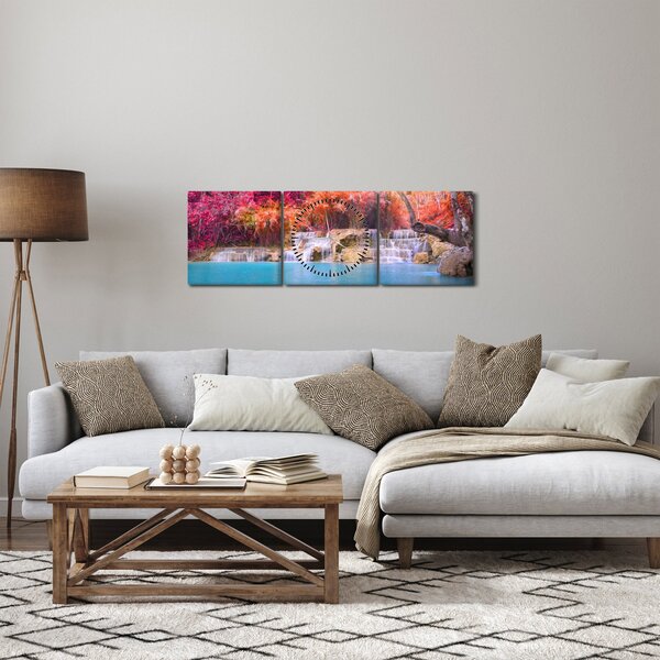 Obraz tyrkysové laguny, Laos, Tat Kuang Si (s hodinami) (90x30 cm)