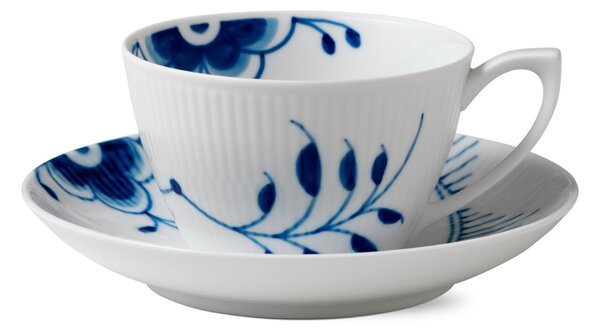 Porcelánový šálek s podšálkem Blue Fluted Mega 280 ml