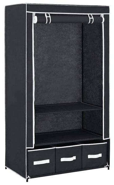 Šatní skříň černá 87 x 49 x 159 cm textil 282457