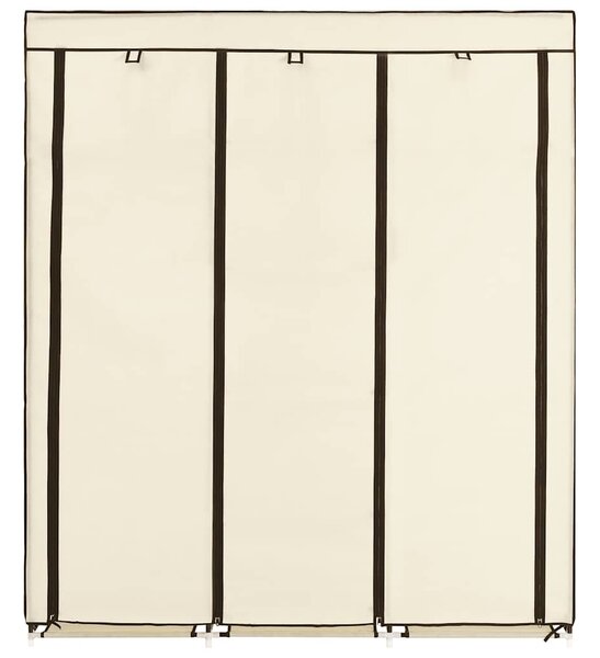 Šatní skříň s přihrádkami a tyčemi krémová 150x45x175 cm textil 282455
