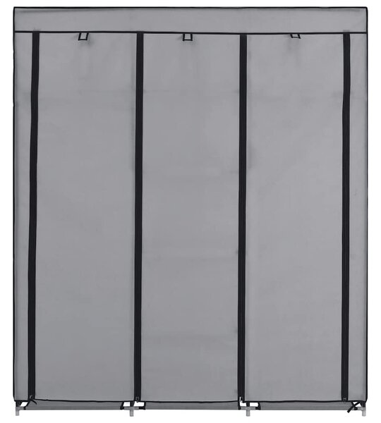 Šatní skříň s přihrádkami a tyčemi šedá 150x45x175 cm textil 282456