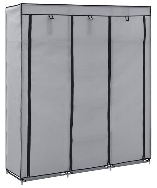 Šatní skříň s přihrádkami a tyčemi šedá 150x45x175 cm textil 282456