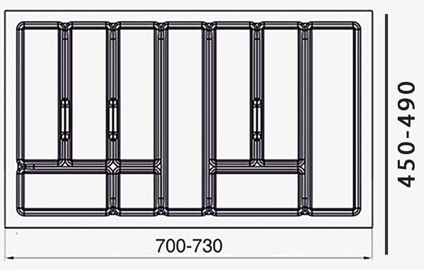 Vklad organizér 80 | plastový | do zásuvky kuchyňské skříňky 80 cm | šedý