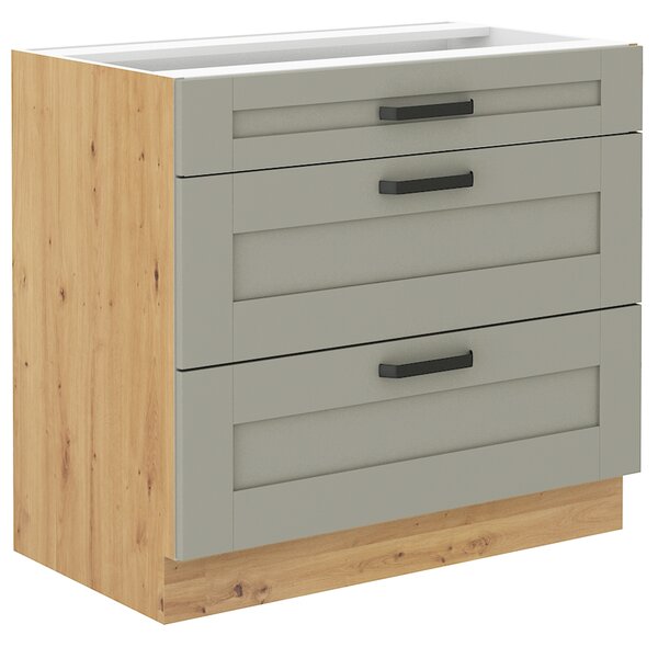 Kuchyňská linka LUNA sa | 120 + 230 cm | PREMIUM BOX zásuvky | UNI dvířka | artisan/světle šedá
