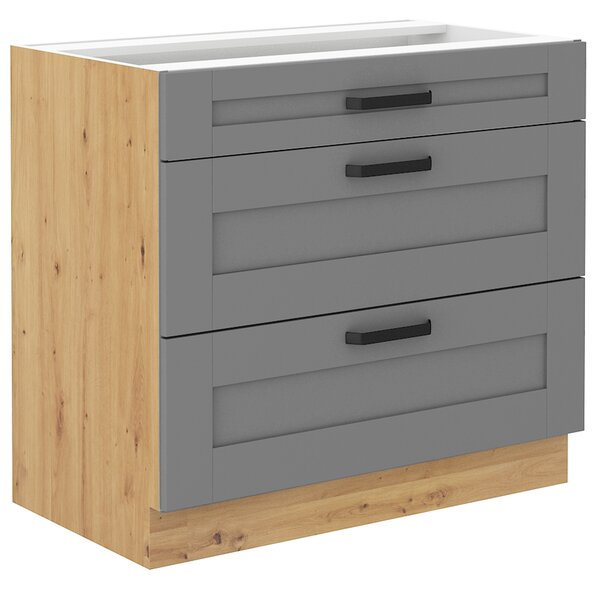 Kuchyňská linka LUNA du | 120 + 230 cm | PREMIUM BOX zásuvky | UNI dvířka | artisan/šedá