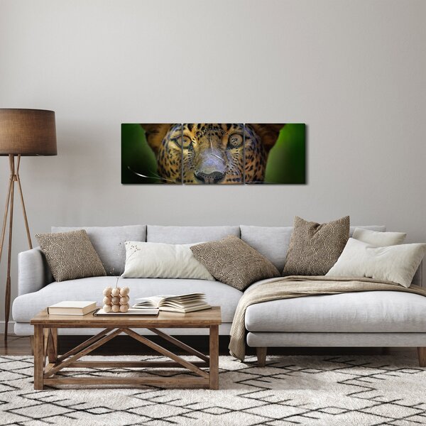 Obraz - Portrét leoparda, Sri Lanka (s hodinami) (90x30 cm)