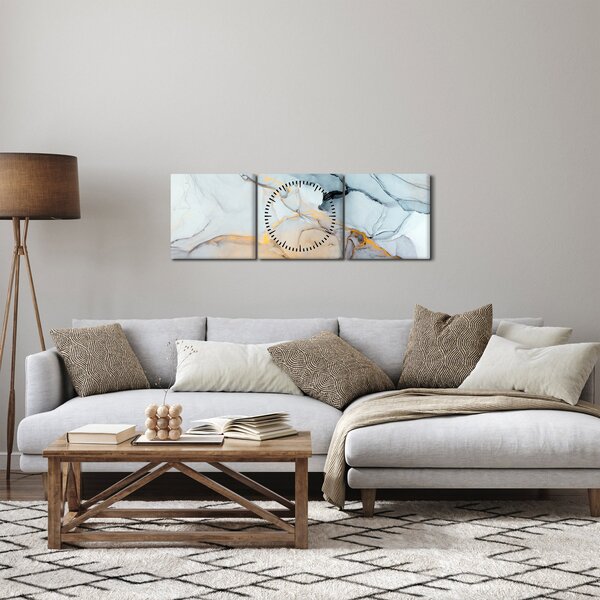 Obraz - Mramor (s hodinami) (90x30 cm)