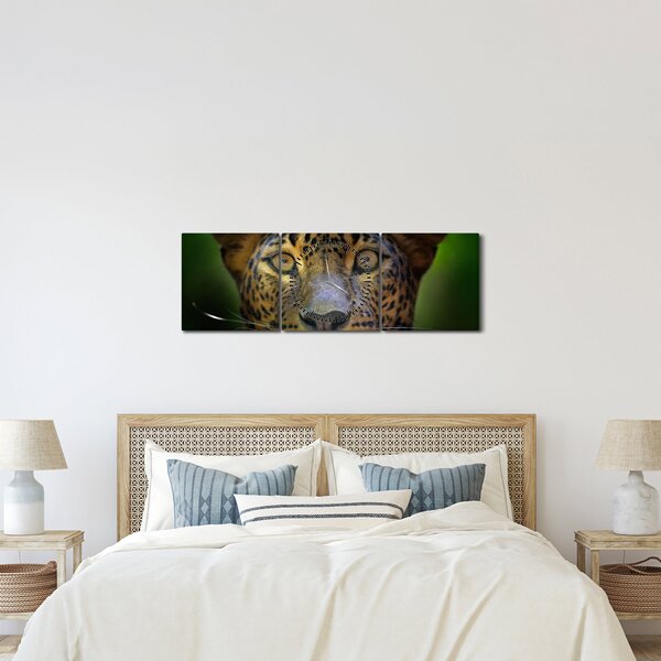 Obraz - Portrét leoparda, Sri Lanka (s hodinami) (90x30 cm)