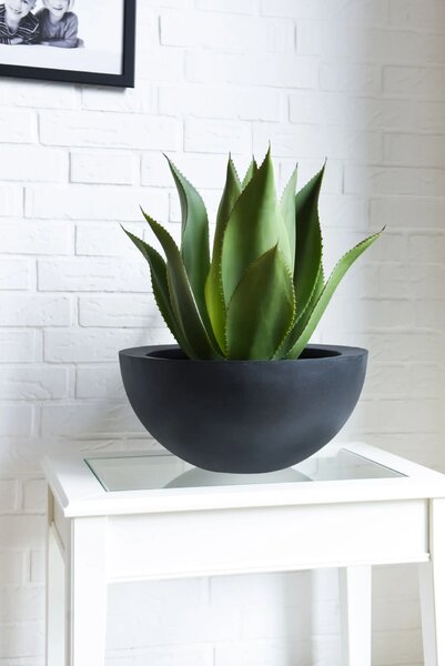 Mísa na květiny CUENCO, sklolaminát, výška 18 cm, antracit