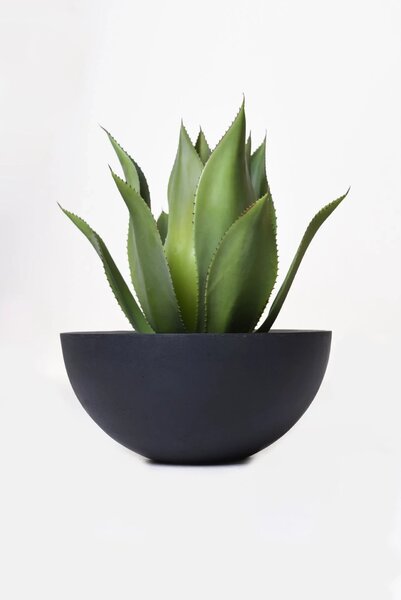 Mísa na květiny CUENCO, sklolaminát, výška 18 cm, antracit